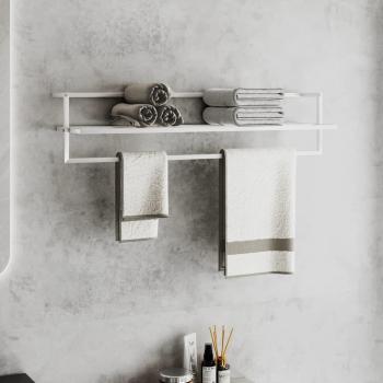 Sturdy White Iron Towel Rack 95x25x22 cm