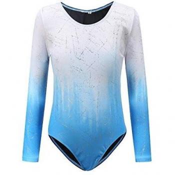 Sinoeem Gradient Color Sparkle Dance Leotard Long Sleeve for Girls