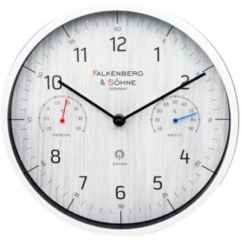 Falkenberg & Söhne Design Funkwanduhr 30 cm lautlos mit Thermo