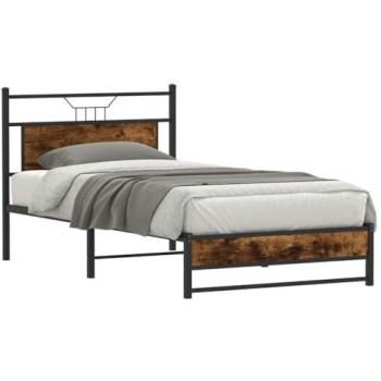 VidaXL 107x203 cm Bed Frame in Smoked Oak