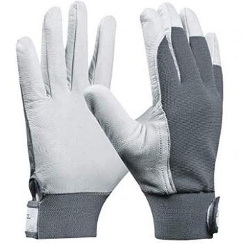 Guanti da Lavoro in Pelle Universale XL (Gr 10), Velcro, Bianco – Gebol