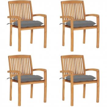Solid Teak Stacking Chairs with Cushions