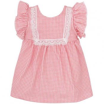 Vestido de Algodón para Niña con Puntilla