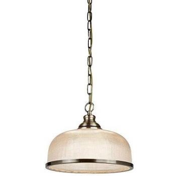 Bistro 1 Light Dome Ceiling Pendant Antique Brass Glass E27