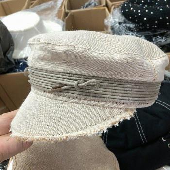 Retro Navy Women's Newsboy Hat with Knot