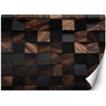 Cubo di Legno Mosaico 3D Carta da Parati 100x70 PVC 130 gr