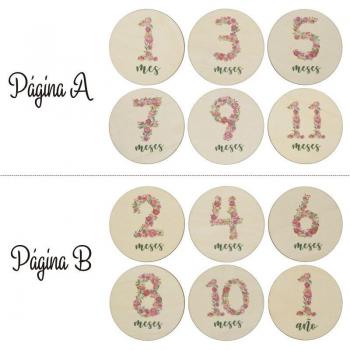 6 Floral Wooden Baby Milestone Cards for Newborns