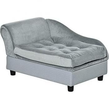 PawHut Canapé Chien Chat Style Moderne avec Coffre de Rangement 76 x 45 x 41,5 cm Bleu