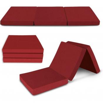 Red Faux Leather Z Bed Folding Mattress Chair