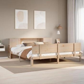 Kiefer Massivholzbett mit Regal 200x200 cm vidaXL