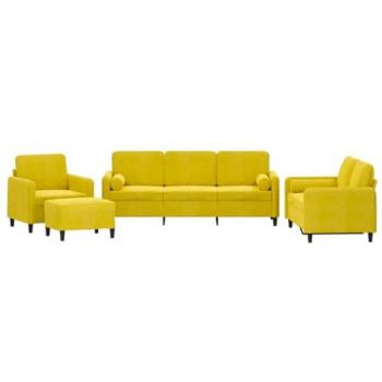 VidaXL Divani 4 pz con Cuscini Giallo