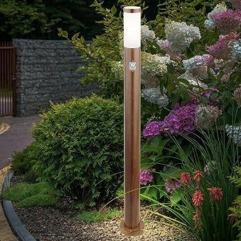 Lampe sur pied en acier inoxydable aspect bois