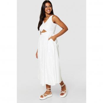 Robe Femme Découpée – Mollet – Blanc Ivoire