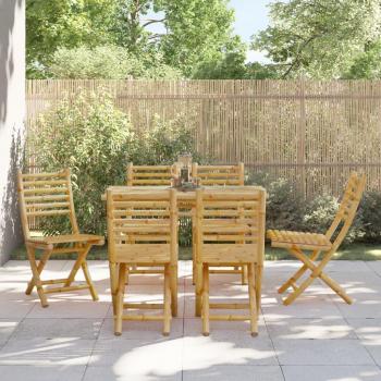 Vidaxl Set of 6 Bamboo Folding Garden Chairs 43x54x88 cm