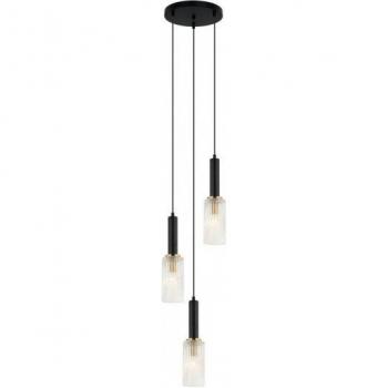 Lampadario A Sospensione Nero e Oro 3 Luci E14
