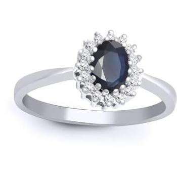 Jewelco London Women’s 9ct White Gold Sapphire & Diamond Royal Cluster Ring (9mm, Size Q)