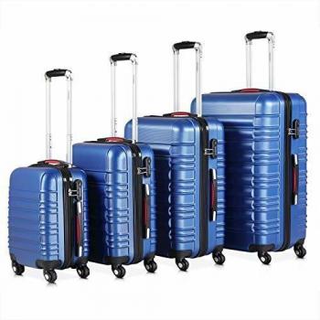 Navy 4-Piece Hard Shell Luggage Set with Spinner Wheels (34L, 55L, 84L, 120L)