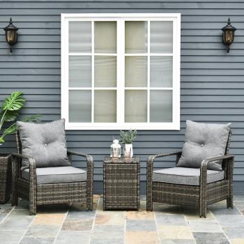 Outsunny 7 Piece PE Rattan Furniture Set for Outdoor Use with Cushions