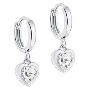 Aurore : Boucles d’oreilles cœur en cristal scintillant