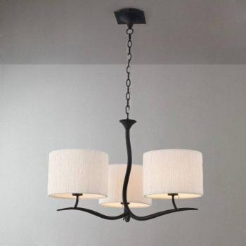 Eve 3-Bulb E27 Pendant Light, Anthracite Finish with White Shades