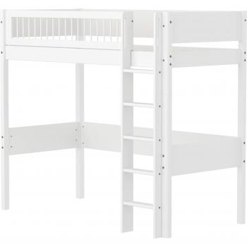Cama Alta Flexa con Escalón Madera Blanca 90x200 cm