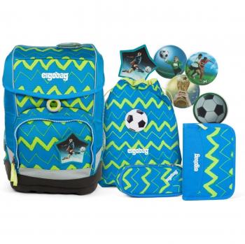 ERGOBAG Lernpaket 16x – 40 cm Schulranzen, 19 Liter, Blau-Grün Zick‑Zack