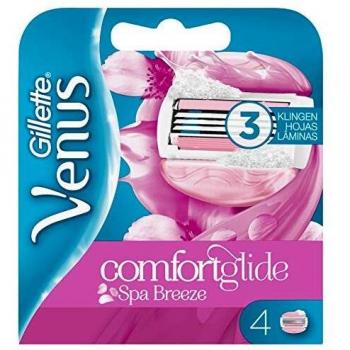 Gillette Venus Comfortglide Breeze Spa Rasierklingen Damen mit Rasiergelkissen für Hautschutz, 4 Ersatzklingen