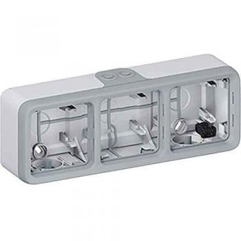 Legrand 069680 Boîtier Étanche à Embouts 3 Postes Horizontaux Plexo Composable IP55, Gris