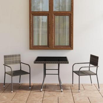 Set comedor jardín 3 pzas gris antracita y gris de ratán sintético