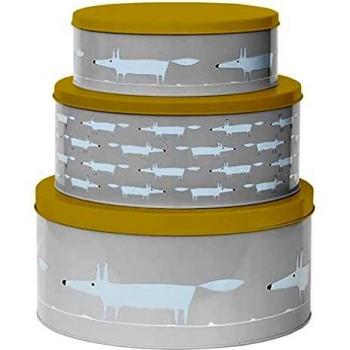Mr Fox by Scion 3-Piece Round Cake Tin Set, Grey by Dexam