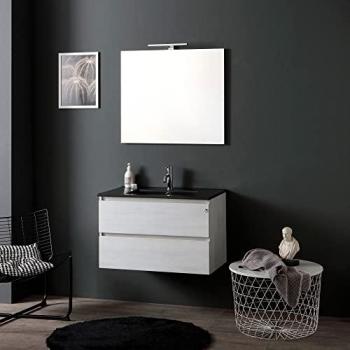 Mueble de baño moderno 80cm blanco y lavabo negro