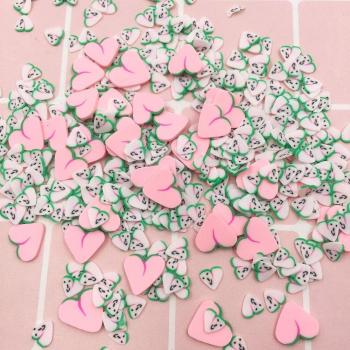 50g Rosa Herz Pfirsichscheiben Polymer Clay Streusel für Kristall Schlamm Füllung und Handwerk