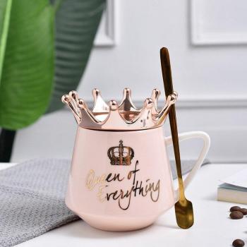 Holiday Sparkle Crown Mug – 300 ml Multi‑Color Spoon Lid Cup