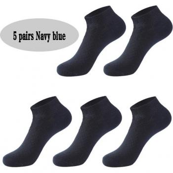 5 paires de chaussettes courtes respirantes en bambou pour homme, taille 37-44