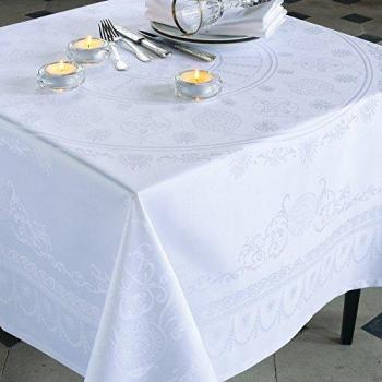 Nappe Blanc Diamant Déperlant & Anti‑tâche Garnier‑Thiebaut 220×380 cm