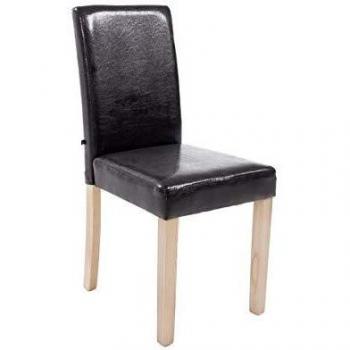 Silla de Comedor Ina Marrón Natural con Tapizado en Cuero Sintético y Estructura de Madera