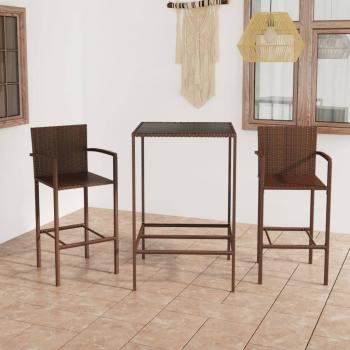Ensemble Salon de Jardin 3‑pcs – Verre trempé, Tabourets – VidaXL