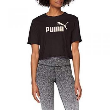 Puma Essentials+ Metallic Ped Tee, Maglietta Donna, Nero/Rosa Oro