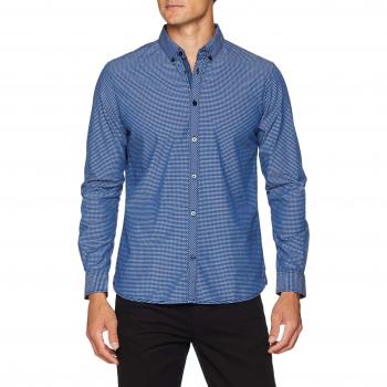 TOM TAILOR Herren Langarm Hemd, Karo, Freizeit, Blau
