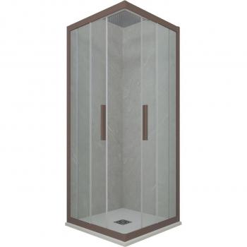 Mampara Ducha Angular 70x75 cm PVC Chocolate H200, Vidrio Transparente – Kolors