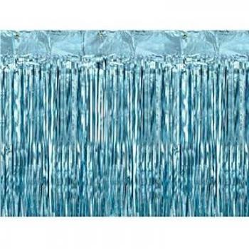 Tendina a fili azzurro metallizzato 2,5m x 90cm