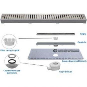 CANALETTA PER DOCCIA CON GRIGLIA cm 76 x 5,3 x 4,2 + 75 x 4,6 x 1,4
