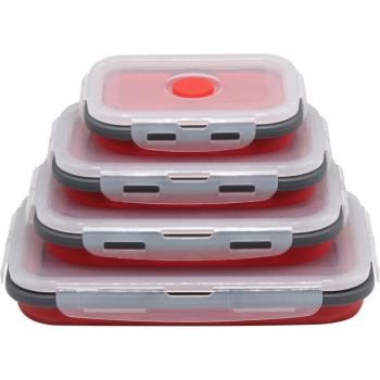 4Pc BPA-Free Silicone Bowl Set with Leakproof Lids for Picnic or Office