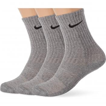 Chaussettes Nike Performance Cushioned Crew (3 Paires) Mixte Enfant, Gris Foncé/Noir, S (34-38 EU)