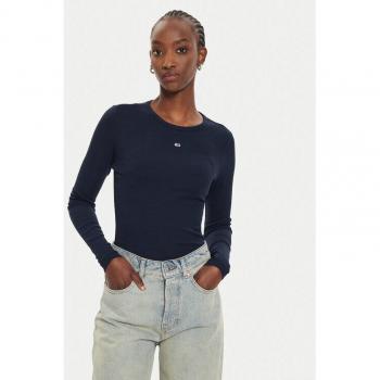 Tommy Jeans Top a Manica Lunga Essential Rib Blu Notte XS
