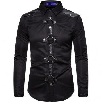Men's Rivet Solid Color Cargo Shirt
