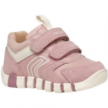 Geox Iupidoo Sneakers Traspiranti per Neonati Rosa Antico/Ivory con Patte a Strappo