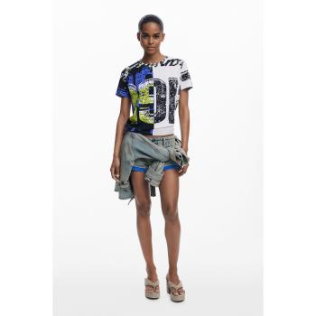 Desigual Camiseta Negra Manga Corta para Mujer