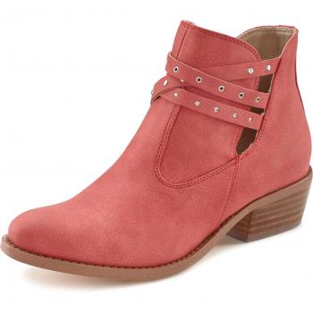 Lascana Western Stiefel Damen Rot 38 – casual Cowboy‑Boots mit einfarbiger Synthetik-Laufsohle