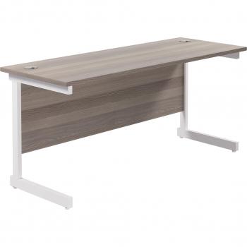 1600X600 Single Upright Rectangular Desk Grey Oak
